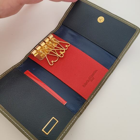 Roberta Di Camerino Italian Vintage Leather Key Case Wallet Smalll Blue Red - Picture 3 of 11